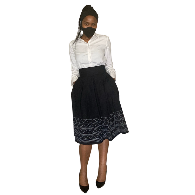 Pleated stitch detail skirt